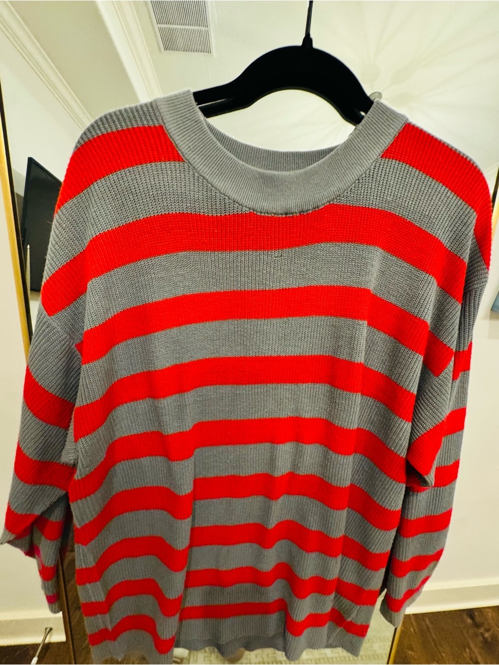 Amazon Women's Gray and Red Striped Knit Sweater Set - Picture 6 of 9